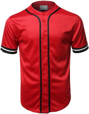 China OEM factory best price fashion embroidery polyester antibacterial shorts sleeve red one button down crew neck baseball tank tops T-shirt for sale