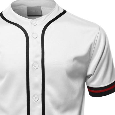 China Cheap OEM Antibacterial Short Sleeve Embroidery Polyester Baseball Uniforms Sublime White A Crewneck Button Down Baseball Tank Tops T-Shirt for sale