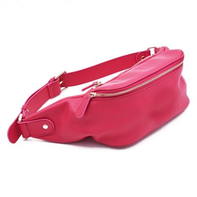 China Factory wholesale fashion custom made premium cross - body bags PU waist bag plum zipper leather chest bag for sale