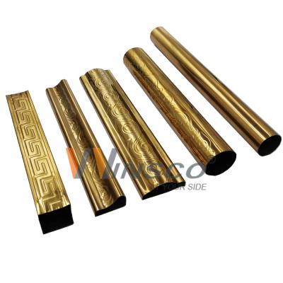 China High Quality Construction/BUIDING Factory Supplier Round 202 Decorative Welded Stainless Steel Color Gold Pipe for sale