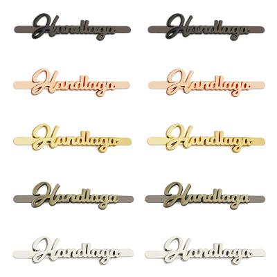 China Gold Eco-Friendly Logo Tags Letter Metal Logo Tag Handbags Custom Metal Logo Nameplate Bag Purse Hardware Letters Metal Brand For Handbag for sale