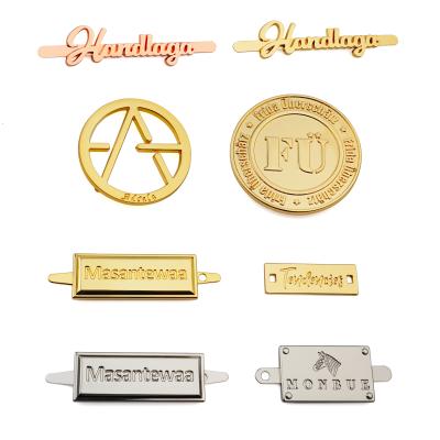 China Customized Eco - Friendly Handbag Bag Accessories Brand Metal Logo Tag , Design Gold Metal Name Plate Letter Sewing Label Logo Label For Bags for sale