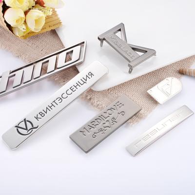 China Eco-Friendly Bag Making Accessories Wholesale Adhesive Metal Name Tags Brand Logo Custom Metal Metal Label Plate With Prongs For Bags for sale