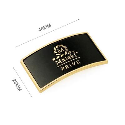 China India Gold Embossed Logo With Black Background Metal Label , Custom Adhesive Metal Logo Tag For Perfume Bottle for sale