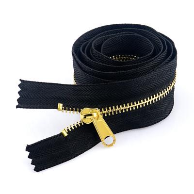 China Sustainable high quality custom metal zipper for clothing, wholesale 5# gold zipper for bags for sale