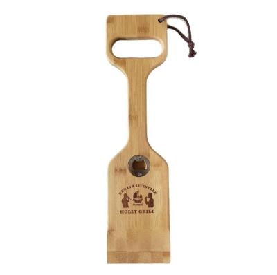 China Europe Wooden Grill Scraper Brush BBQ Wood Scraper With Bottle Opener Natural Scraper Wood Paddle Grill Grate Remover With Gift Box for sale