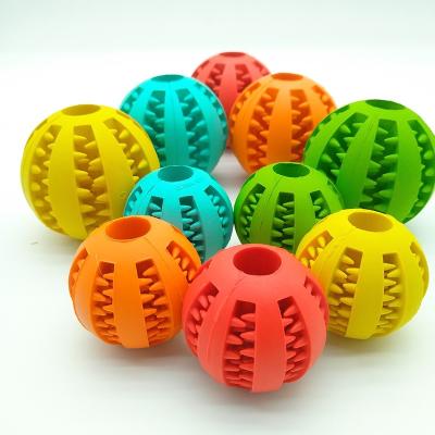 China Environmentally Friendly Pet Ball Food Treat Feeder Rubber Pet Tooth Cleaning Toy Dog Chew Toy Soft Dog Treat Rubber Balls for sale