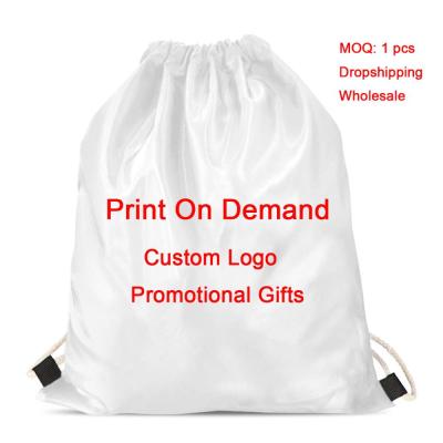 China Eco-friendly Polyester Promotional Bags With Customized Printed Logo For Kids Women Men Backpack Gym Sport Drawstring Bags Custom Made for sale