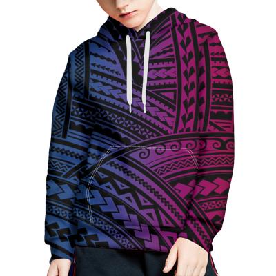 China Custom Polynesian Traditional Tribal Kids Pullover Hoodies Anti-Wrinkle Printing Sweatshirts Casual Hooded Sweatshirts Tops With Pocket For Boys for sale