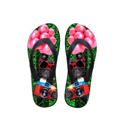 China High Quality Lit French Bulldog Printed Flip Flop Sandals New Models Slippers Rubber Sole Leaf For Men for sale