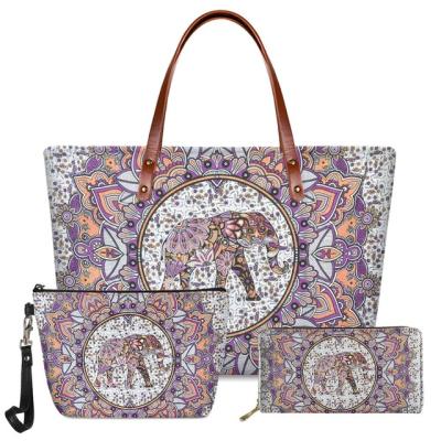 China Normcore/Elephant Print Girls Minimalist Promotional Bohemian Handbags Set Bags Luxury Handbag New Tote Bag For Women Fashionable Handbags for sale