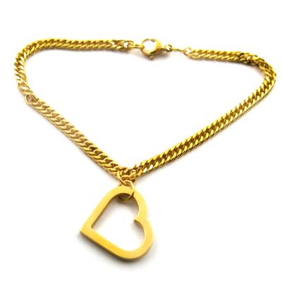 China Tasty classic 24k gold plated bracelet nickel free, funny face chain heart hexagon bracelet for sale