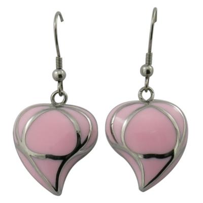 China Large CLASSIC custom made earrings with pink ear hooks lady enamel heart earring for sale