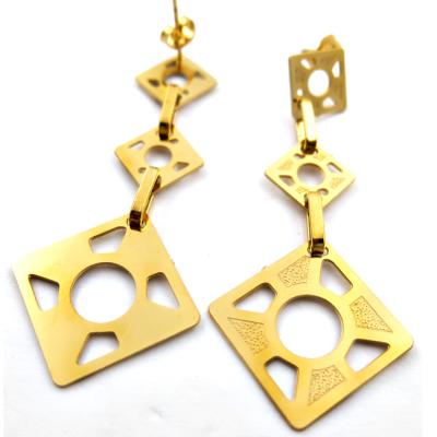 China Vintage Casual/Sporty Custom Gold Plated Rhombus Teardrop Drop Stud Earrings for sale