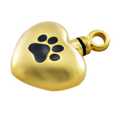 China New Design Environmental Friendly Pet Footprint 24k Gold Plated Heart Cremation Jewelry Urn Pendant for sale