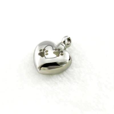 China Environmental Friendly Hot Sale Heart Ash Stainless Steel Custom Cute Dog Paw Urn Pendant for sale