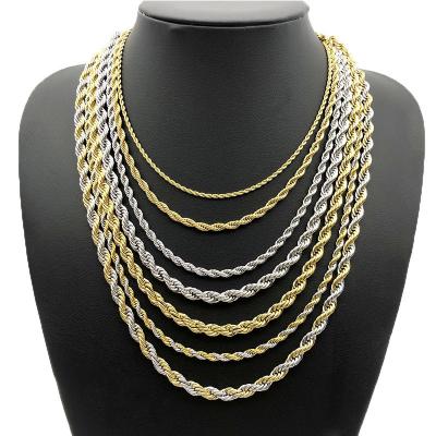 China 6mm 8mm 10mm Fashionable Men's Large Hip Hop Rope Chain Stainless Steel Gold Color Rope Chain for sale