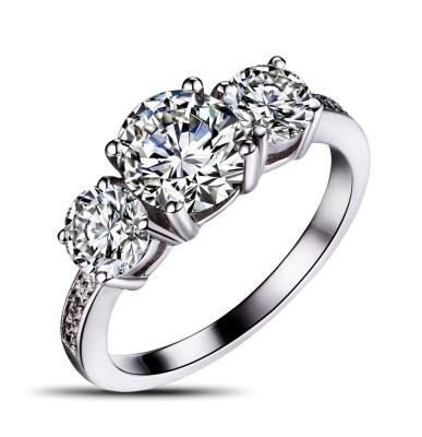 China Nickel Plated Zircon Jewelry Popular Inlaid Sterling Silver Women Rings for sale