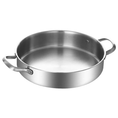 China Viable Customized 304 Stainless Steel Dry Pot No-Stick Three Layer Steel Pan Seafood Griddle Pan Flat Bottom Pan for sale