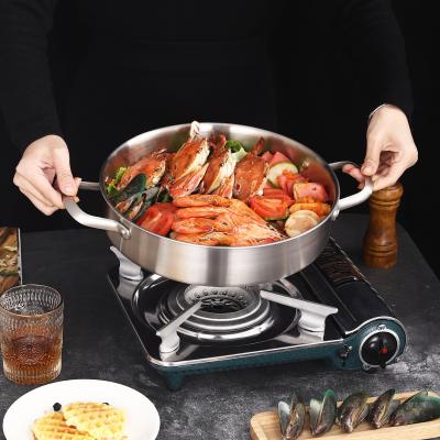 China Viable Customized Dry Stock Pot 304 Stainless Steel Noodle Soup Pot For Cooking Three Layer Steel Pan for sale