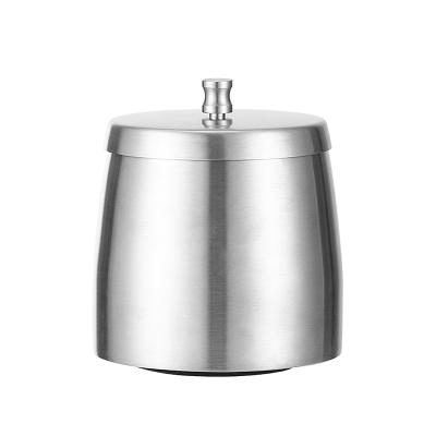 China Customized Stainless Steel Stainless Steel Ashtray With Lid And Pillar For Extinguishing Silver Double Notch Cigar Cup Smoking Windproof Ashtray for sale