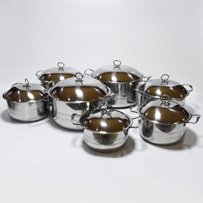 China Drop Shipping Sustainable 14 PCS Steamer Pot Stainless Steel Casserole Soup Cooking Pot Set Cookware Set for sale