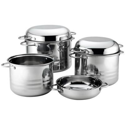 China Customized Sustainable High Pot Steamer 6 PCS Double Bottom Pot Set Cookware Set for sale