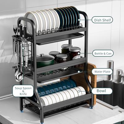 China Non-Folding Standing Dish Rack Stainless Steel Sink Bowl Rack Shelving Rack Kitchen Drainer Drying Rack Sustainable for sale