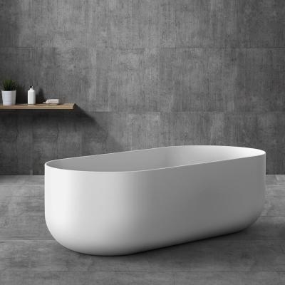 China Soft & smooth Hot Sale  Acrylic Solid Surface Bathtub Artificial Stone Oval Shaped Freestanding  for Hotel Bathroom Soaking Bathtub for sale