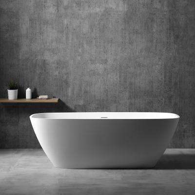 China Soft & smooth Hot Sale  Acrylic Solid Surface Bathtub Artificial Stone Oval Shaped Freestanding  for Hotel Bathroom Soaking Bathtub for sale