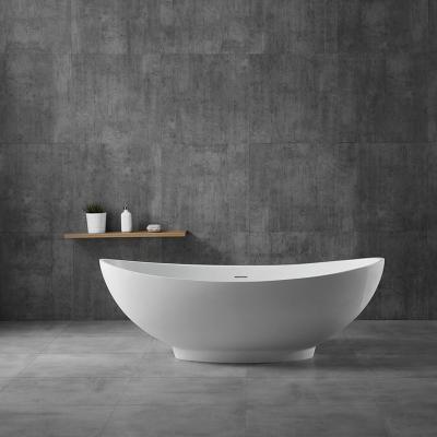 China Soft & smooth Hot Sale  freestanding Acrylic Solid Surface Bathtub Artificial Stone Oval Shaped Freestanding for Hotel bathroom Resin for sale