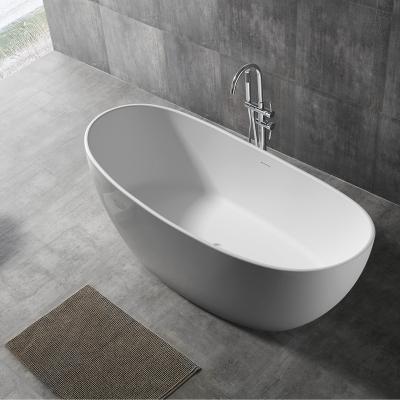 China Soft & smooth Modern Hot Sale  freestanding Acrylic Solid Surface Bathtub Artificial Stone Oval Shaped Freestanding for Hotel bathroom Resin for sale