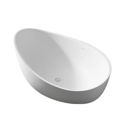 China Soft & smooth Wholesale  Hotel Acrylic Solid Surface Bathtub Artificial Stone Oval Shaped Freestanding Bathroom Soaking Bathtub for sale