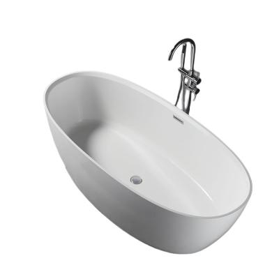 China Soft & smooth Modern Hot Sale  freestanding Acrylic Solid Surface Bathtub Artificial Stone Oval Shaped Freestanding for Hotel bathroom Resin for sale