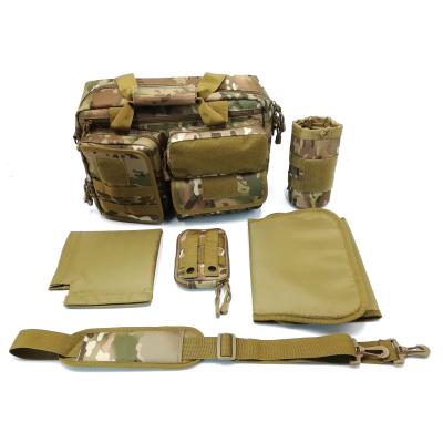 China Waterproof Whole Set Mummy Bag Diaper Bags Men Tactical Diaper Should Backpack For Dad Dad Baby Adult Gear for sale