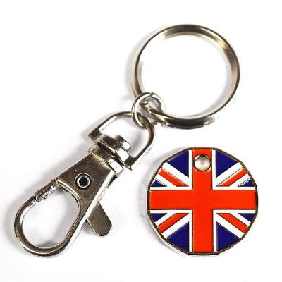 China Reusable UK Europe1 POUND Logo Reusable Shopping Trolley Fob Coin Key Ring Europe Custom Brand for sale