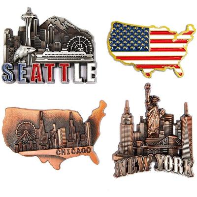 China Shape New York-chicago Seattle USA Custom Flag American City-Memorabilia Metal Magnets for Fridge for sale