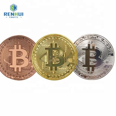 China America Making Zinc Iron Brass Stamping Gold Coin Silver Copper Plated Bitcoin Customized Collectible Coins for sale