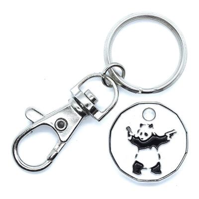 China For New Panda Trolley Keychains Stainless Steel Book Shape Trolley Trolley Coin Key Chain Token Cute Trolley Coin for sale