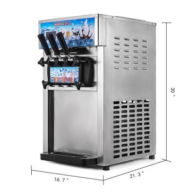 China 2+1 Mixes Seasoning Soft Serve Ice Cream Machine Frozen Yogurt Commercial Soft Ice Cream Maker with LCD Display Mix 3 Flavors for sale