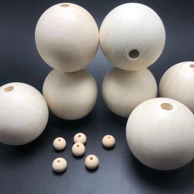 China China Hot Selling 5cm Or 50mm Large Natural Unfinished Wooden Lotus Beads Wooden Ball With Hole Gift Ball for sale