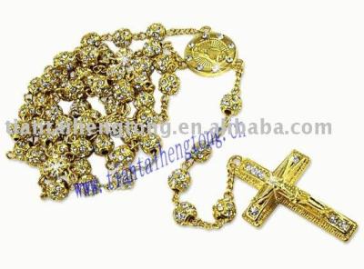 China Platinum totally iced platinum totally iced rhinestone bling rosary, rosary chain/rosary necklace for sale