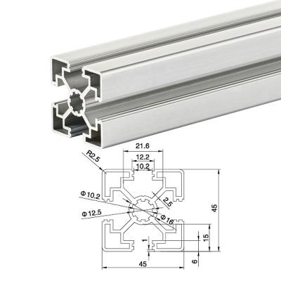 China Construction or Industrial Use Industrial Aluminum Alloy Profiles 4545 T Slot 6063 Anodized Aluminum Extrusion for sale