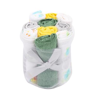 China Wholesale Cotton Baby Washcloth Soft Touch Compressed Square Hand Towel 10 Pieces Pack Baby Handkerchief Face Towels Small for sale