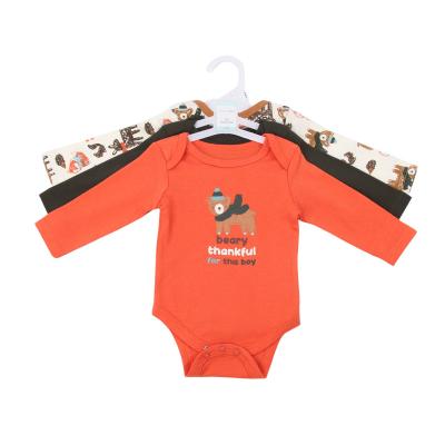 China Wholesale 3 Pcs Baby Washable Eco-friendly Substantial Baby Full Sleeve Rompers Clothes Set Cotton Newborn Cozy Jumpsuit for sale