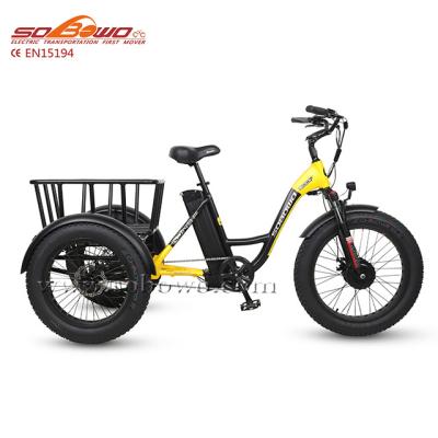 China Cargo 48v 350w customized electric tricycle high quality three wheel fat tire adult electric tricycle for sale