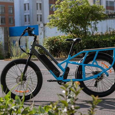 China Electric Cargo Bike 26 Inch Standard Fat Tire Ebike 2 Wheel Aluminum Alloy Frame Electric Cargo Bike for sale