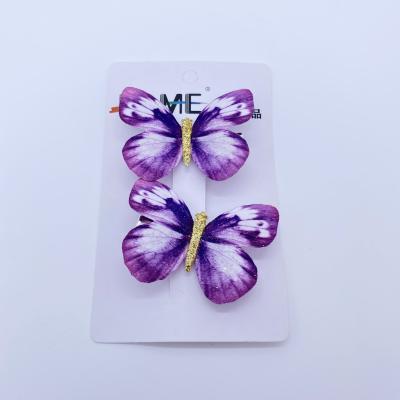 China 2021 Fashion Factory Wholesale Cheap Custom 3D Butterfly Hairpin Hair Clip Fabric Yarn Craft Yarn For Kid Hair Clip for sale