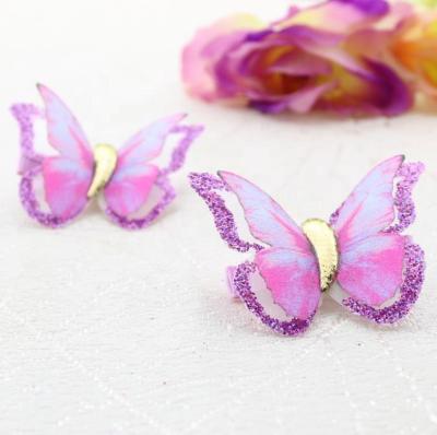 China Factory Wholesale Fashion Most Popular 3D Butterfly Hairpin Hair Clip Set Fashion Cloth Yarn Child Hair Clips For Girl for sale