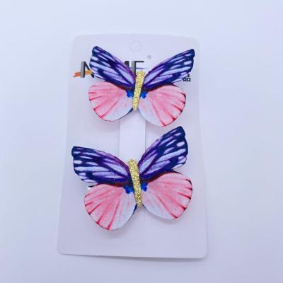 China 2021 Fashion Factory Wholesale Cheap Custom 3D Butterfly Hairpin Hair Clip Fabric Yarn Craft Yarn For Kid Hair Clip for sale